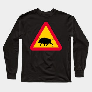 Wildboar warning sign from Sweden Long Sleeve T-Shirt